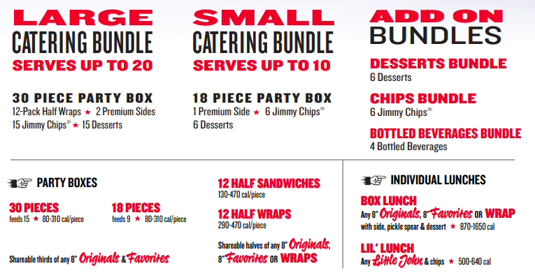 Jimmy John Catering Menu